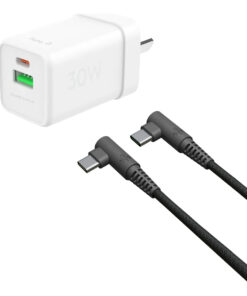 Cargador HUNE 30W - 075 - 2 Entradas - USB C A C - Cable Trenzado